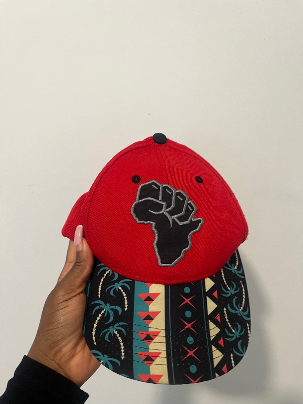 Graphic Africa Fist and Patterned Brim hat